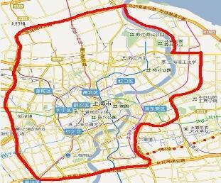 沪c牌照行驶范围地图图示悬挂"沪c"号牌客运出租车不得进入上述道路