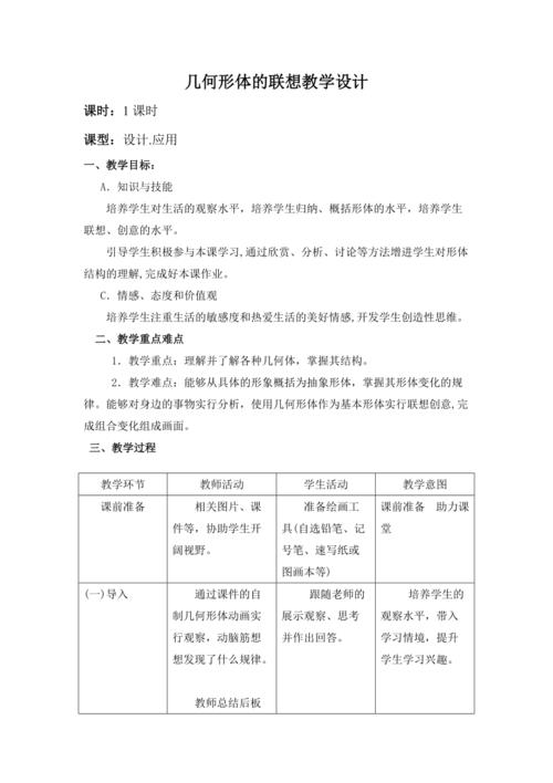 几何形体的联想教学设计