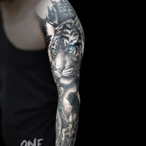 欧美写实花臂遮盖给纹身师同行_纹身吧社区 - 纹身大咖