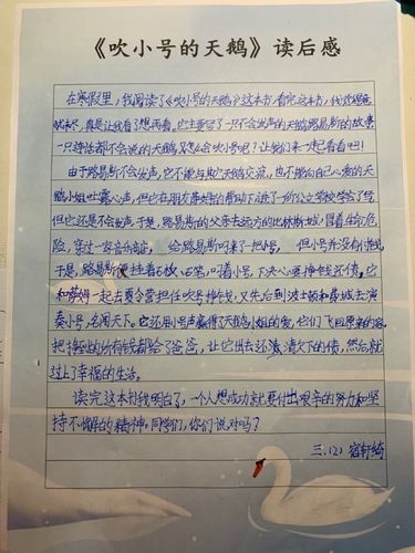 天鹅之光:勇敢 努力 坚持 感恩——《吹小号的天鹅》读书成果汇报(第