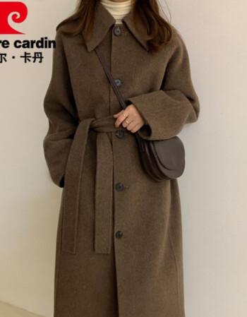 年终尾单清仓轻奢高档皮尔卡丹双面羊绒大衣女2021秋冬新款中长款高端