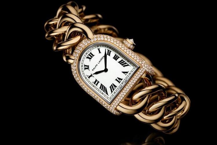 拉夫·劳伦全新stirrup 迷你链节玫瑰金镶钻腕表