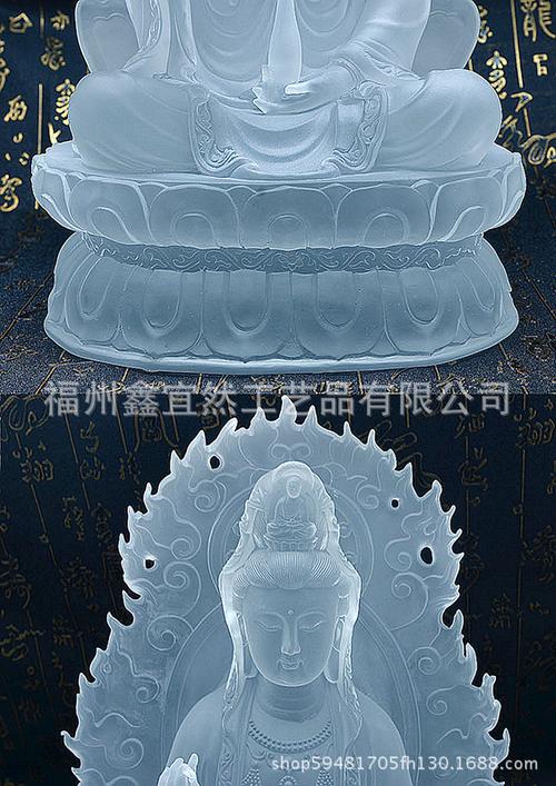 莲座观音琉璃佛像工艺品居家佛堂供奉摆件寺院结缘佛具佛教用品