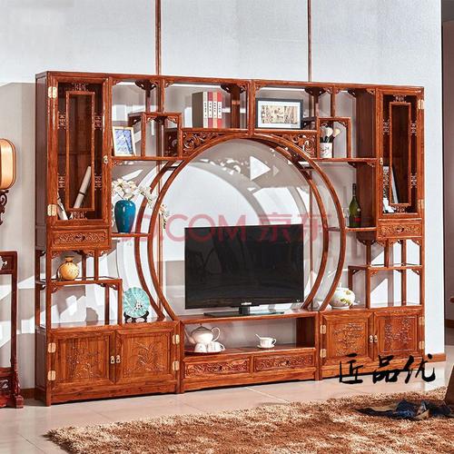 家具地柜组合木客厅中式背景墙博古架电视柜实木 2.96