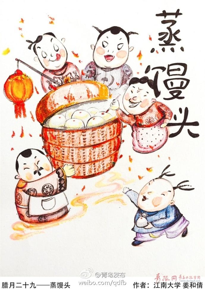 青岛小嫚手绘传统年俗 年味呼之欲出