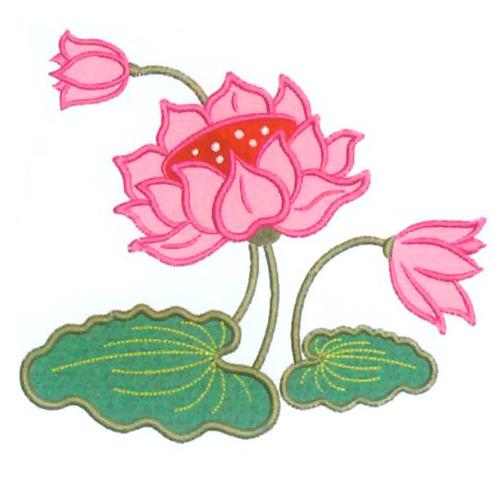 手工刺绣荷花图案花样