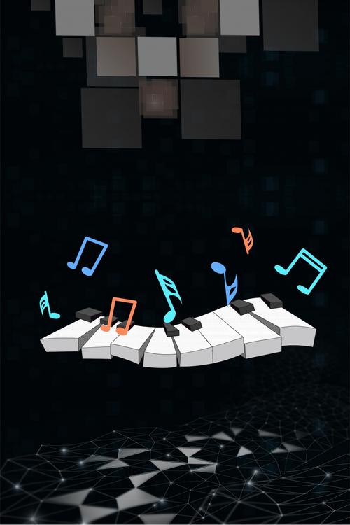 简约 音乐节 海报背景模板 黑色, 格子, 黑色, 钢琴