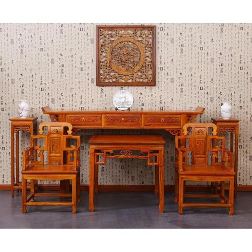 苏宁放心购榆木仿古实木供桌条案农村中堂六件套中式家用佛台神台佛龛