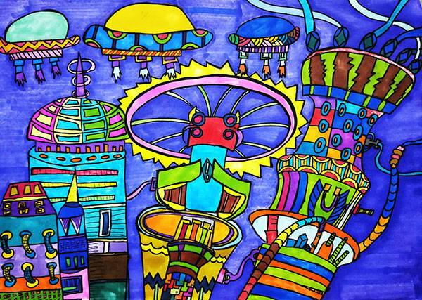 儿童科幻画赏析—走进孩子们奇思妙想的世界!_作品