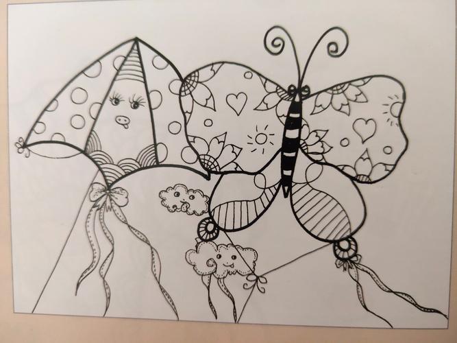 线描画《风筝》