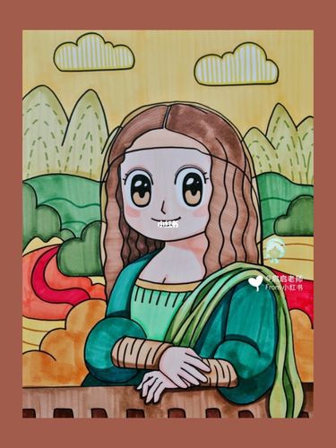 每日范画打卡-蒙娜丽莎儿童画_儿童画_动漫_手绘_创意