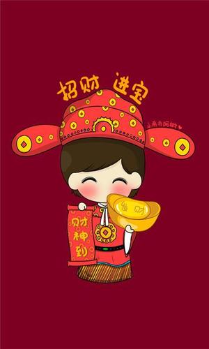 可爱创意情侣财神卡通壁纸