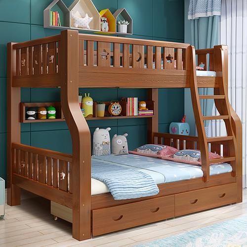 禧漫屋儿童床实木上下床多功能美式高低床双层床成人母子床上下铺子母