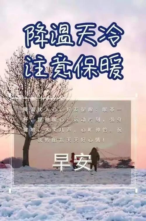早晨问安天冷问候依旧暖人心间寒潮来袭注意保暖早安