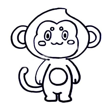 六步画出猴子简笔画彩色图片