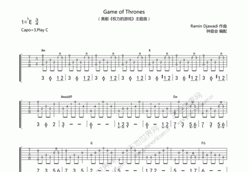 game of thrones(权力的游戏)吉他谱_琴歌_降e指弹