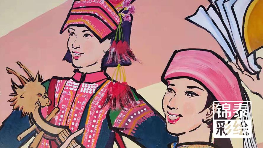 玉溪峨山彝族文化墙体彩绘玉溪民族文化墙绘墙画制作