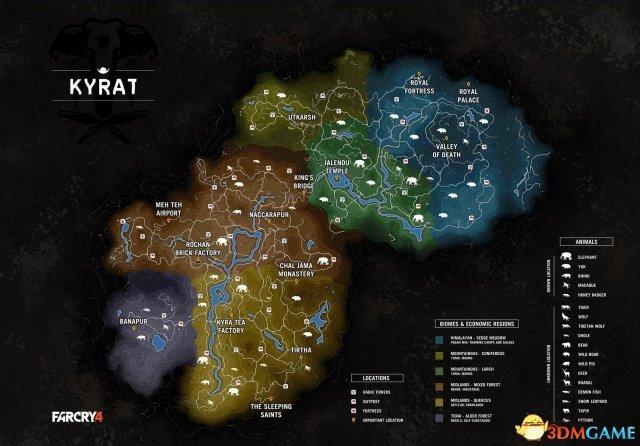 孤岛惊魂4全地图全站点动物分布一览全貌地图下载