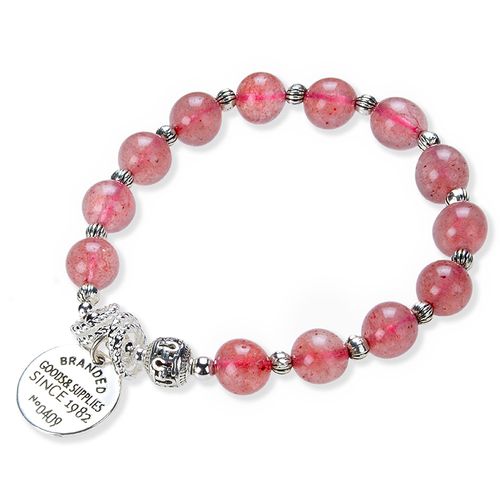 竞天珠宝天然水晶手链单圈白水晶南红手串女士圆珠手串饰品送女友送