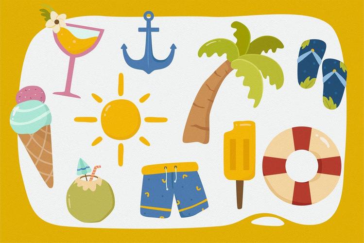 夏日元素矢量剪贴画素材 summer vector clipart pack