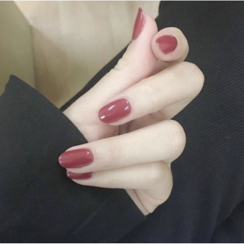 酒红色穿戴指甲甲片带钻美甲片成品可拆卸手指贴片果冻胶防水甲贴豆沙