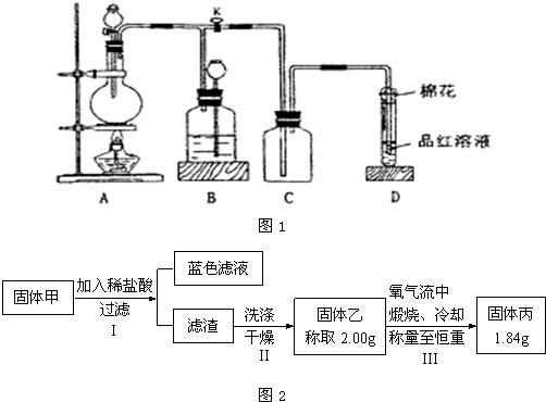某化学课外兴趣小组为探究铜跟浓硫酸的反应情况,用如图1所示装置进行