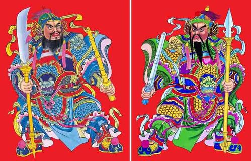 民间传统门神门将辟邪驱魔喜庆 家居饭店农家乐装饰画 秦琼尉迟恭