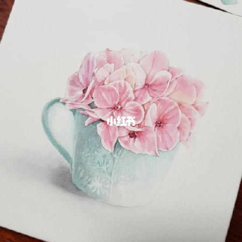 一组小清新风格水彩植物花卉作绘作品_水彩画_花卉_小