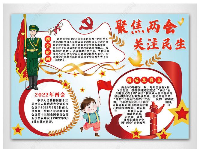 原创2022年全国两会手抄报小报模板版权可商用
