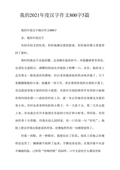 我的2021年度汉字作文800字5篇.docx 8页