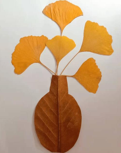 超级简单的银杏叶制作花瓶