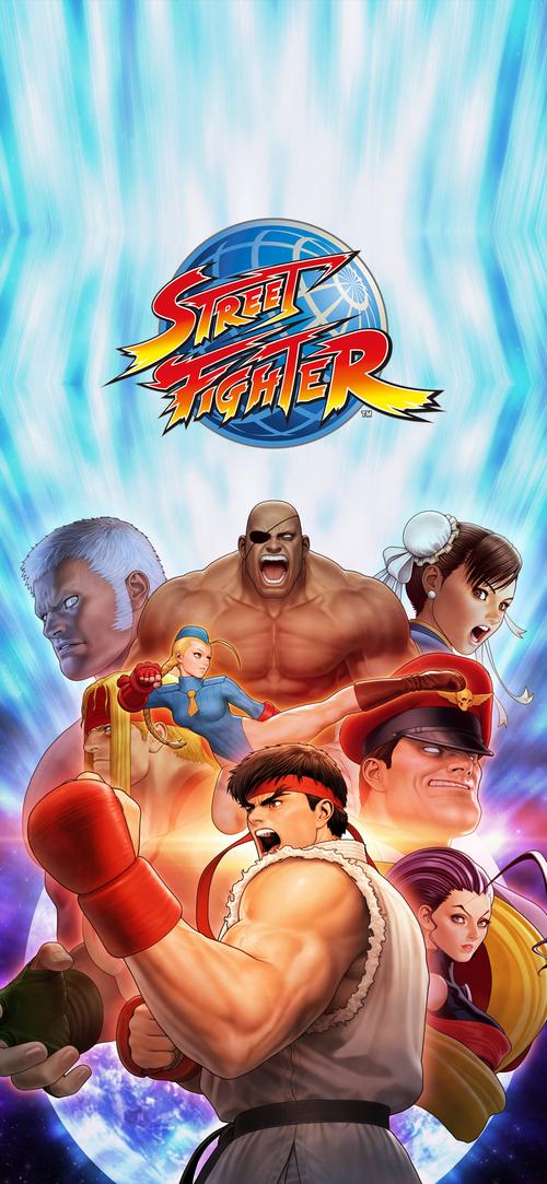 经典街机游戏"街头霸王"人物炫酷海报手机壁纸