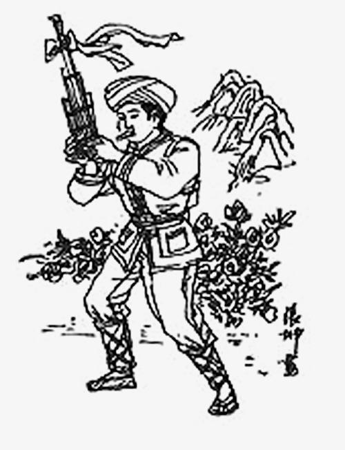 苗族男吹芦笙简笔画