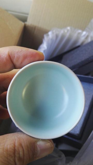 东道 汝窑 茶具配件 茶杯 品茗杯 小喜乐杯 开片可养金线 天青色 陶瓷