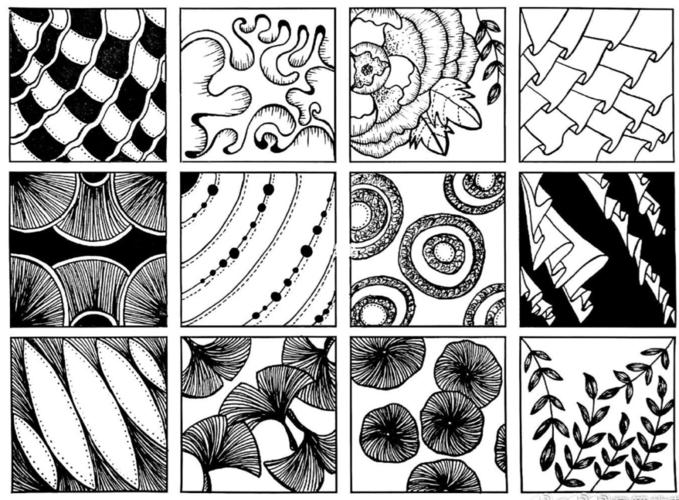 设计基础—黑白平面装饰画肌理素材收集_装饰画_考研