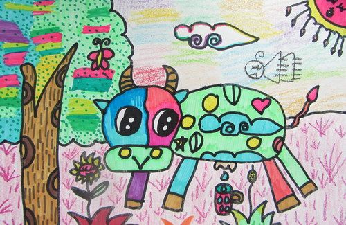 牛/少儿绘画作品/儿童画/网络美术馆_中国少儿美术