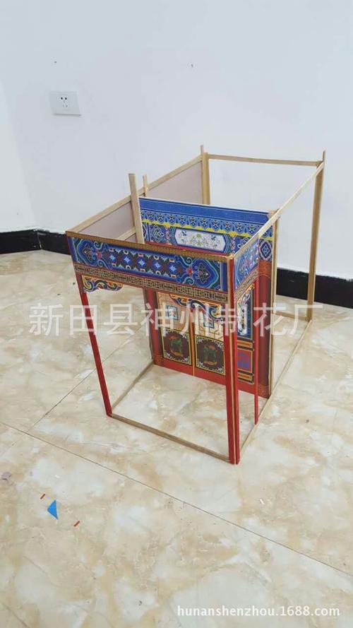 批发殡葬用品竹片灵屋祭祀纸房子竹架冥房折叠纸扎别墅170型