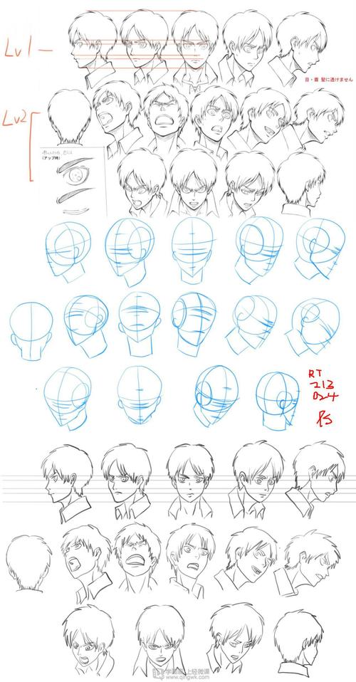 动漫人体魔鬼特训角色头部多角度绘画练习