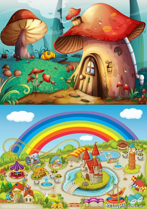 2张卡通童话王国矢量图下载
