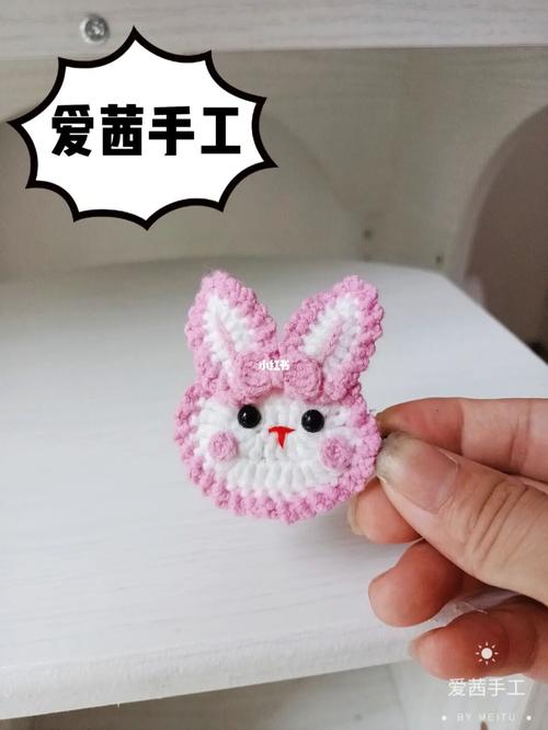 小兔子发夹 毛线钩织发夹(附图解)_发夹_钩织_兔子_钩针_钩针图解
