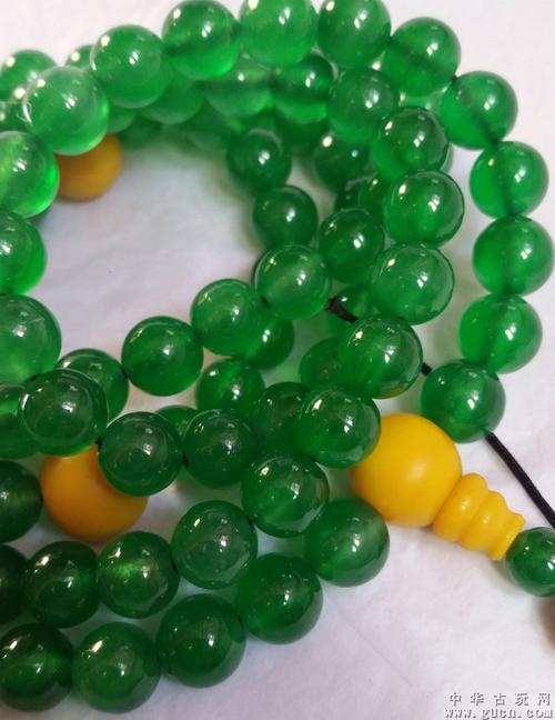 清翡翠祖母绿108颗佛珠