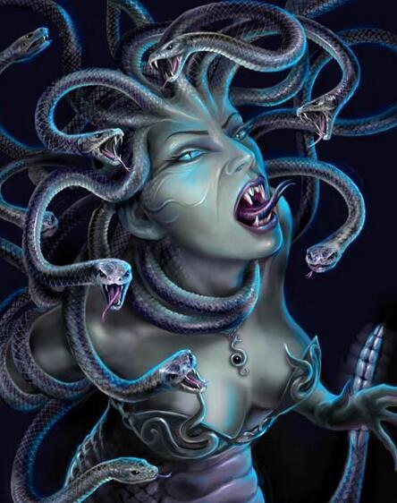  p>美杜莎是希腊神话中的蛇发女妖,她之前是一位很艳丽的美女,由于