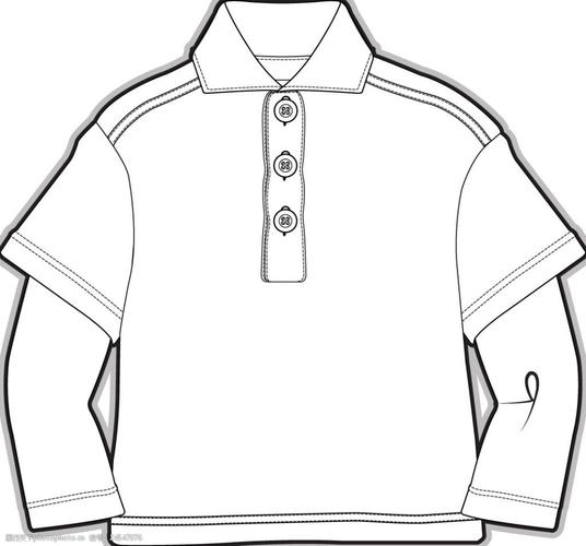 假两件长袖小男孩服装设计矢量素材