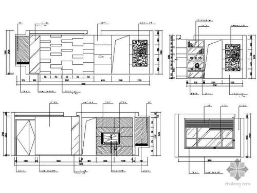 cad室内设计及施工图常用图块之客厅立面图  客厅电视柜