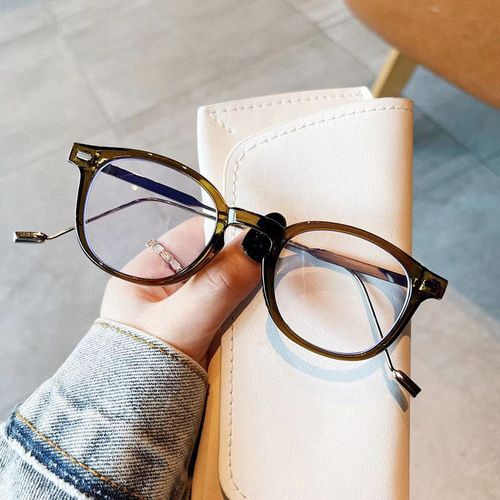 凯牧时尚素颜眼镜框复古圆形平光镜潮流个性弯腿眼镜