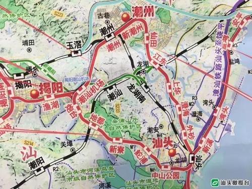 粤东城际轨道交通规划推荐的两环两射路网方案包括汕头-潮州