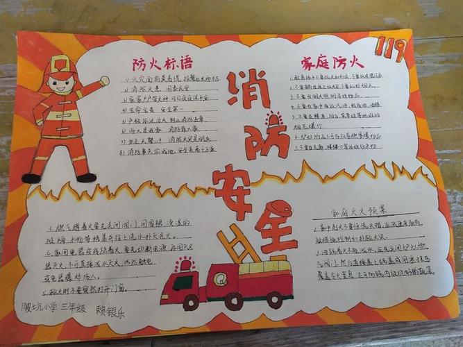 陂坑小学"消防安全"手抄报活动——校园安全 ,你我同行