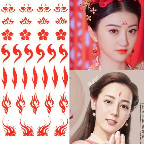 热卖眉心贴花钿舞台妆额头贴纸防水持久女孩桃花妆眉间纹身贴性感刺青