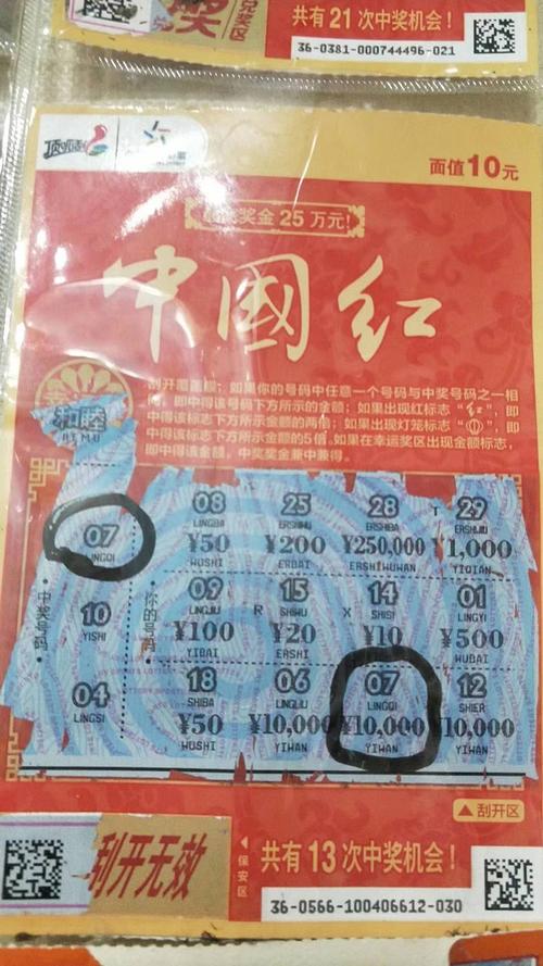浙江小哥哥喜中体彩顶呱刮"中国红"
