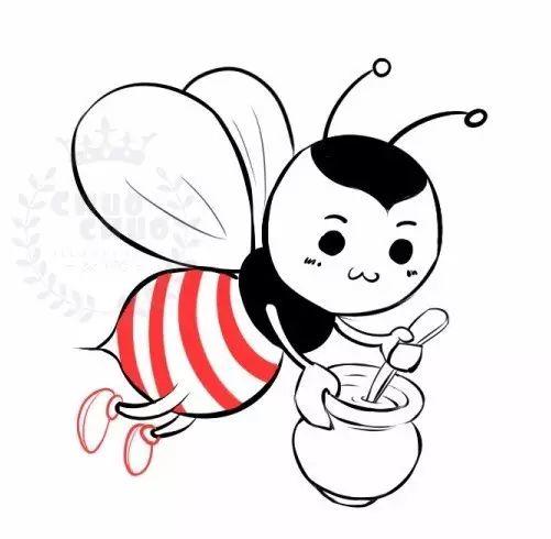 小蜜蜂采蜂蜜简笔画